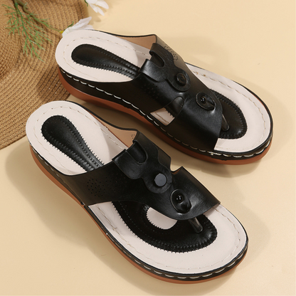 SooFeet Women Orthopedic Sandals Waterproof Ventilated PU Leather Summer Walking