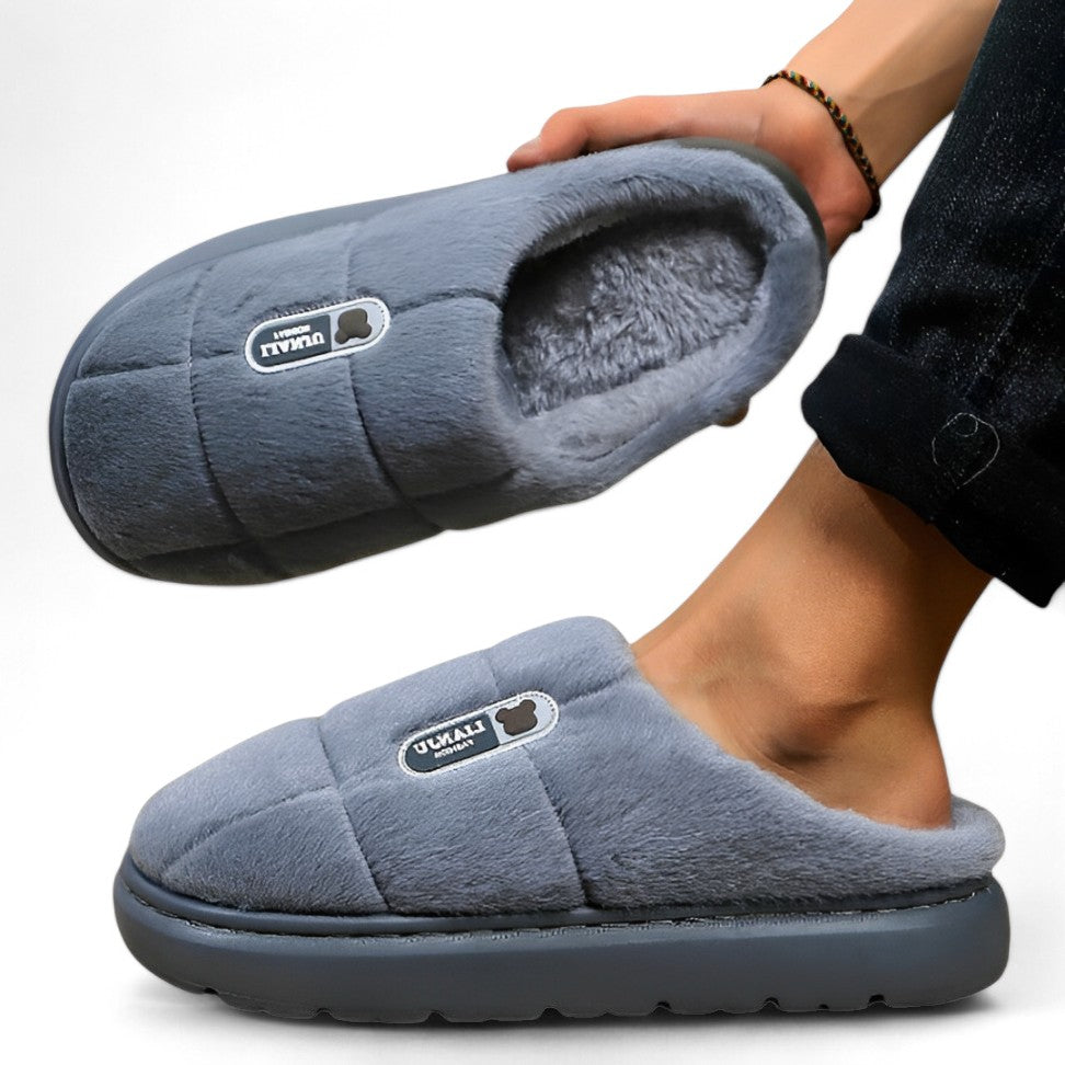 SooFeet Men Winter Slippers Smooth Warm Sole Comfortable Cozy Walking