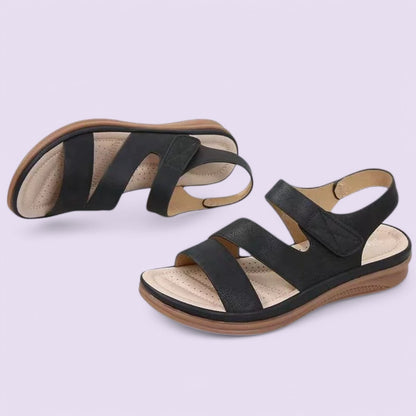 SooFeet Women Orthopedic Sandals Breathable Arch-support Side Velcro Summer Casual