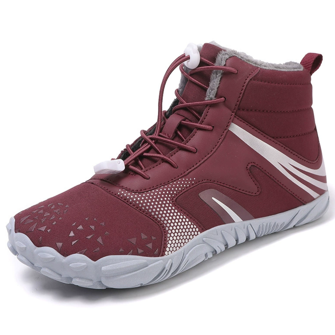 SooFeet Women Barefoot Boots Insulated Fur Water-resistant Leather Winter Natural Walking