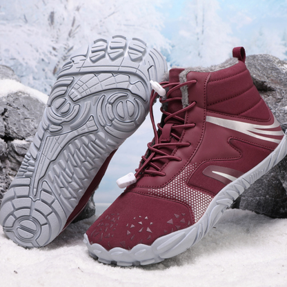 SooFeet Women Barefoot Boots Insulated Fur Water-resistant Leather Winter Natural Walking