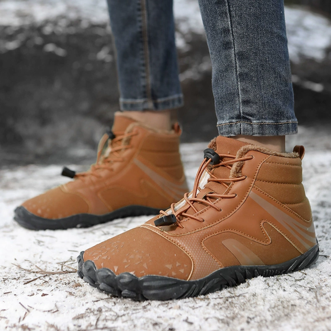 SooFeet Women Barefoot Boots Insulated Fur Water-resistant Leather Winter Natural Walking