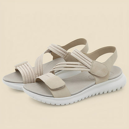 SooFeet Women Orthopedic Sandals Ventilated Knit Strap Non-slip Velcro Beach Summer