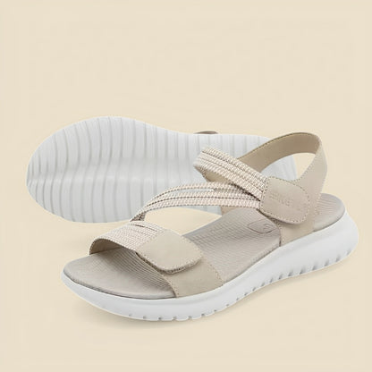 SooFeet Women Orthopedic Sandals Ventilated Knit Strap Non-slip Velcro Beach Summer