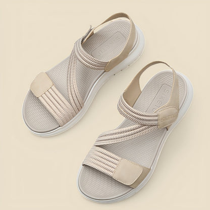 SooFeet Women Orthopedic Sandals Ventilated Knit Strap Non-slip Velcro Beach Summer