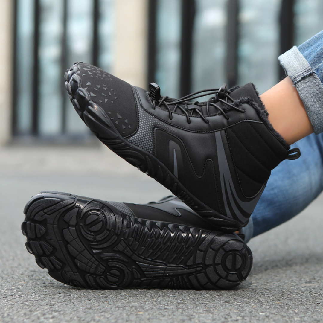 SooFeet Women Barefoot Boots Insulated Fur Water-resistant Leather Winter Natural Walking