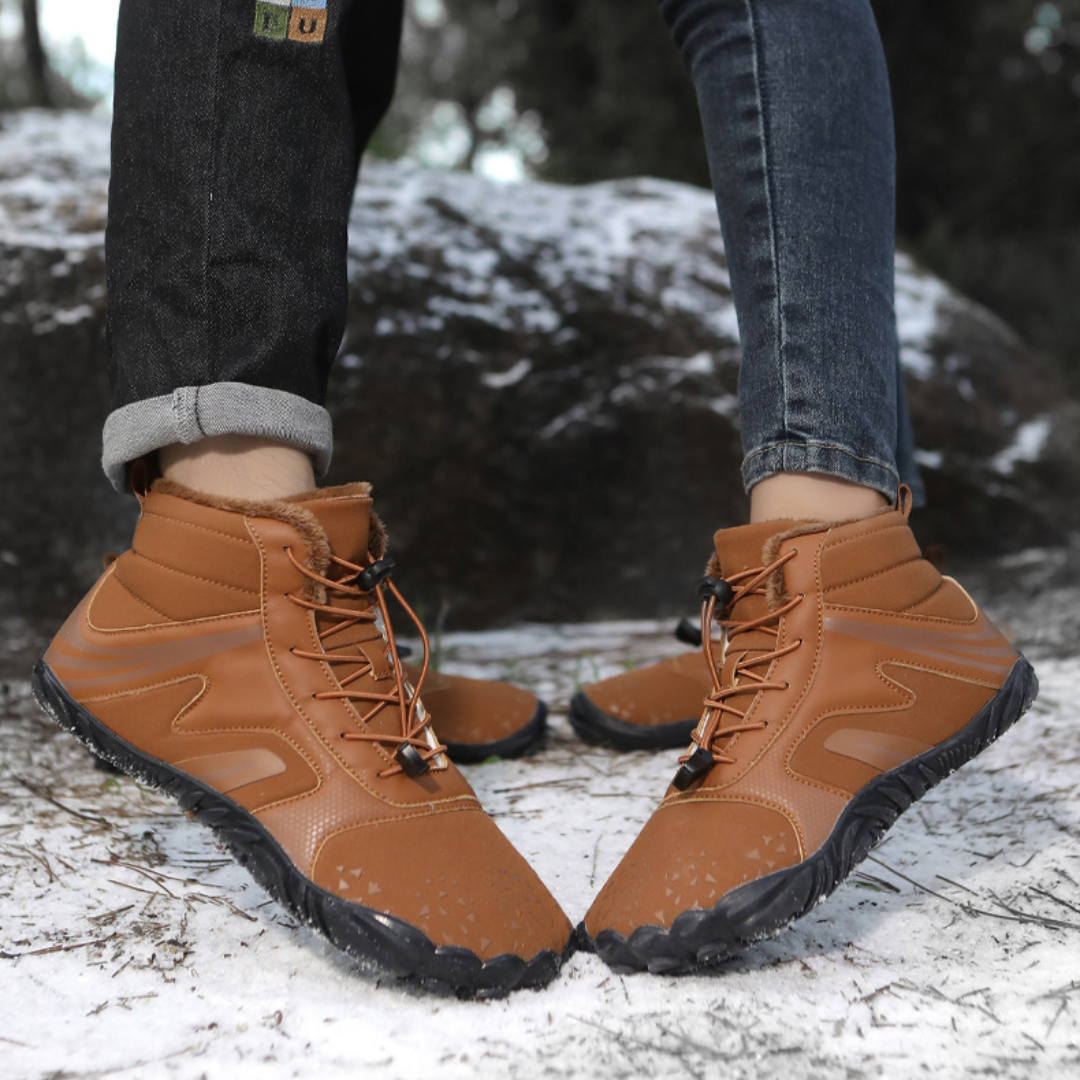 SooFeet Women Barefoot Boots Insulated Fur Water-resistant Leather Winter Natural Walking