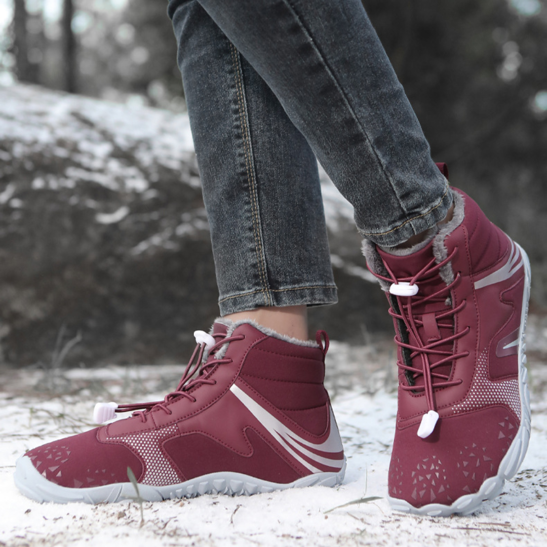 SooFeet Women Barefoot Boots Insulated Fur Water-resistant Leather Winter Natural Walking