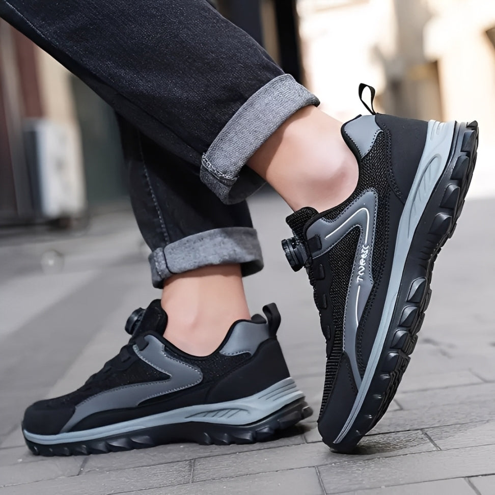 SooFeet Men Orthopedic Shoes Breathable Arch-support Mesh Rotating Button Casual Traction