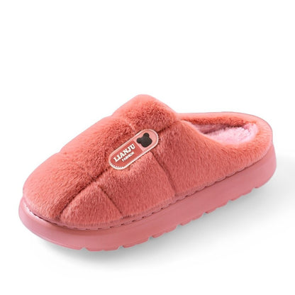 SooFeet Women Fur Slippers Warm And Soft Anti-skid Comfortable Lattice Winter
