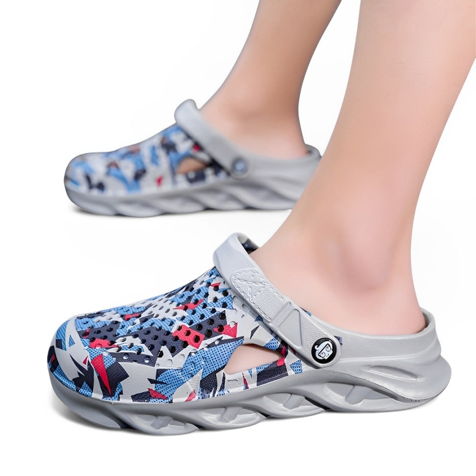 SooFeet Men Summer Sandals Airy Waterproof EVA Thick Sole Lightweight Clogs