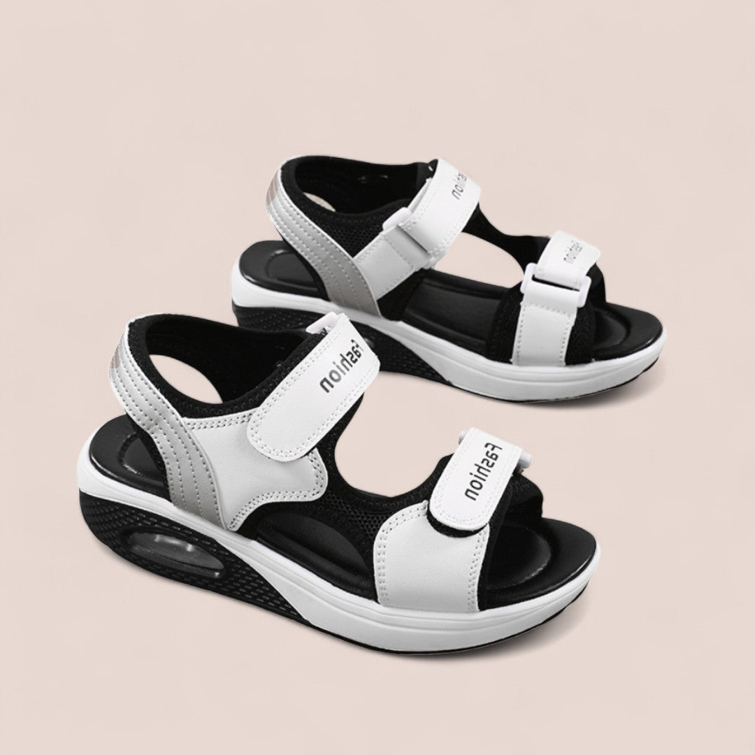 SooFeet Women Sandals Air-Cushioned Breathable Height-Increasing Velcro Summer