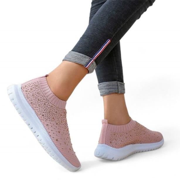 SOOFEET Women Orthopedic Crystal Breathable Slip On Walking Summer Shoes