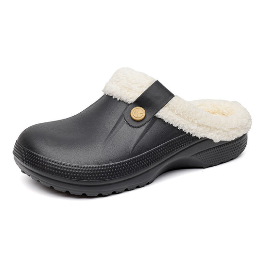 Soofeet Men Winter Clogs Waterproof Soft Fur Slippers