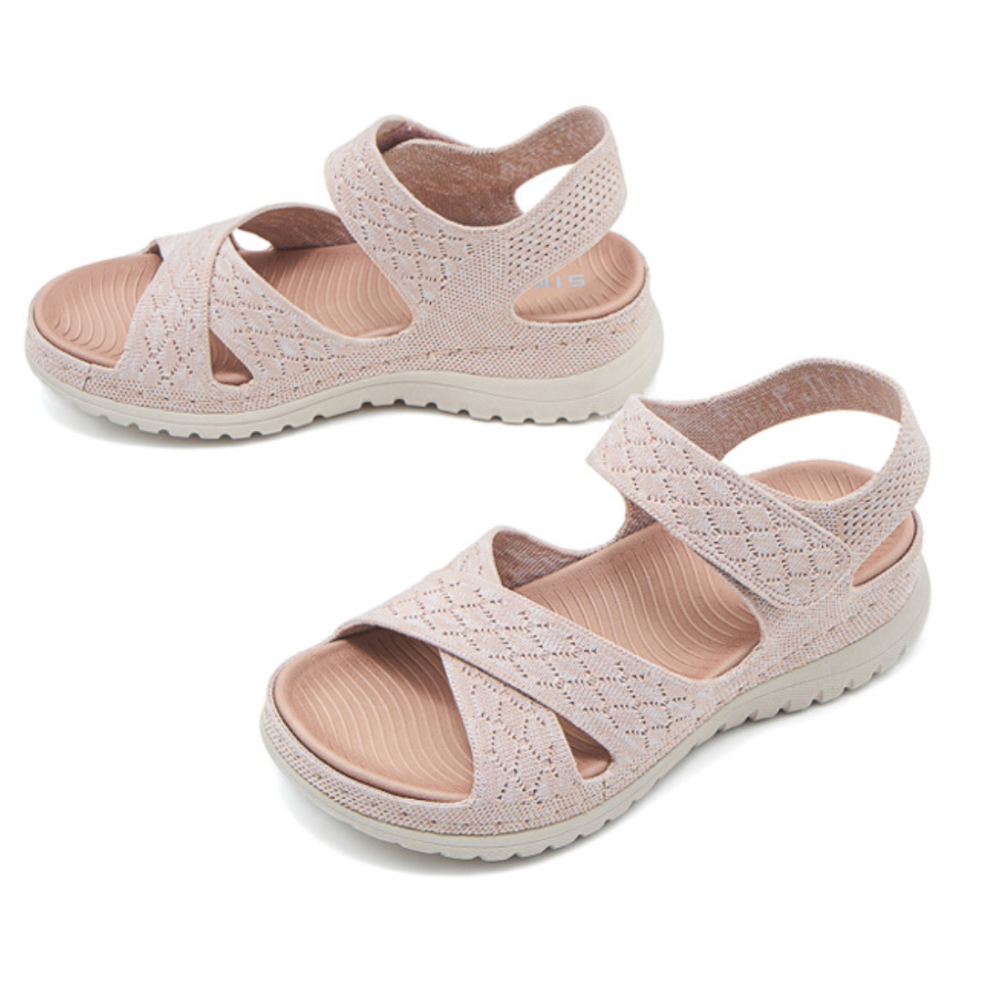 SooFeet Women Orthopedic Sandals Arch-support Comfortable Canvas Diamond-Knit Design