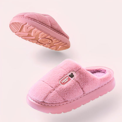 SooFeet Women Fur Slippers Warm And Soft Anti-skid Comfortable Lattice Winter