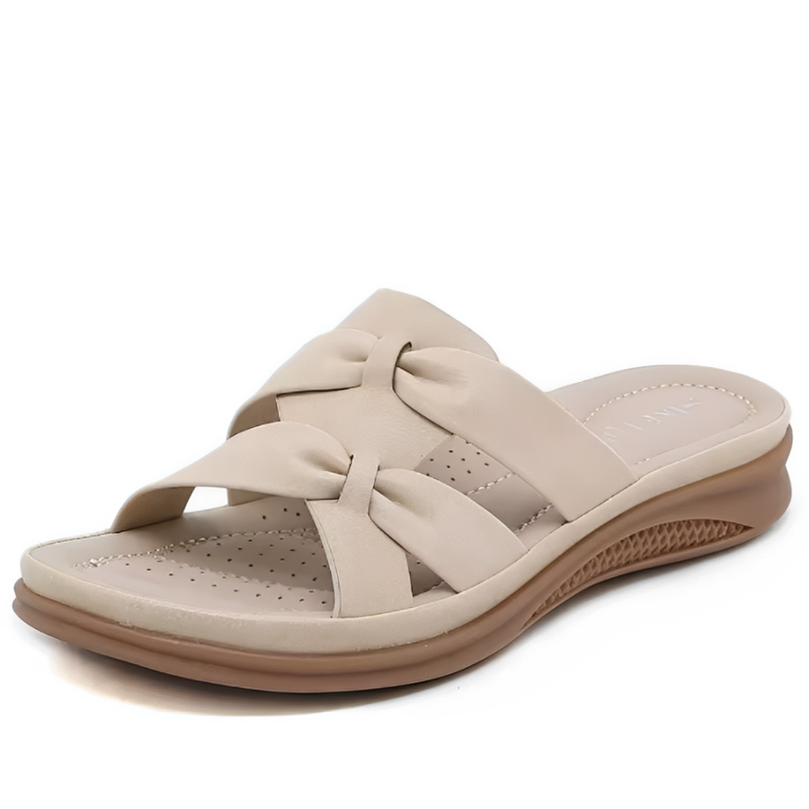 SooFeet Women Orthopedic Sandals Breathable Soft Bowknot Casual Leather Summer