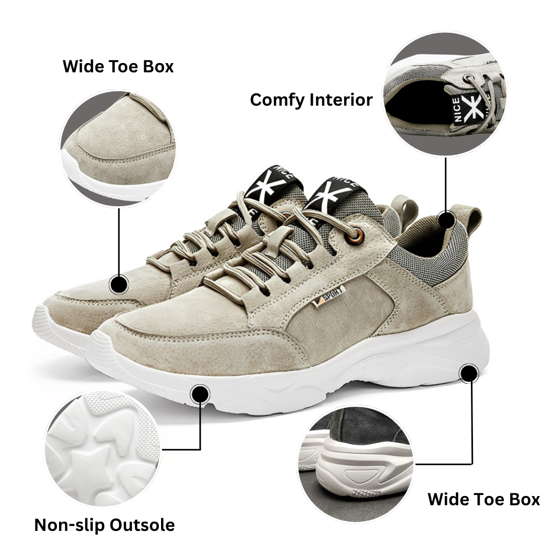 SooFeet Men Orthopedic Shoes Comfy Leather Mesh Water-resistant Airy Casual Sneakers Walking