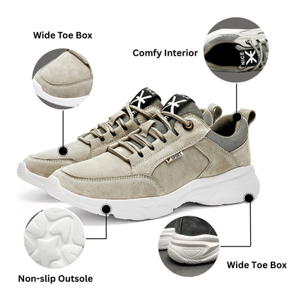 SooFeet Men Orthopedic Shoes Comfy Leather Mesh Water-resistant Airy Casual Sneakers Walking