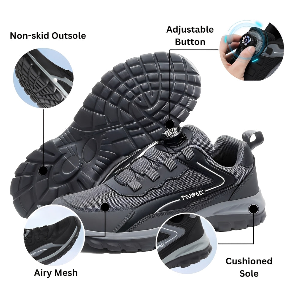 SooFeet Men Orthopedic Shoes Breathable Arch-support Mesh Rotating Button Casual Traction