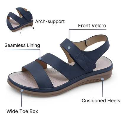 SooFeet Women Orthopedic Sandals Breathable Arch-support Side Velcro Summer Casual