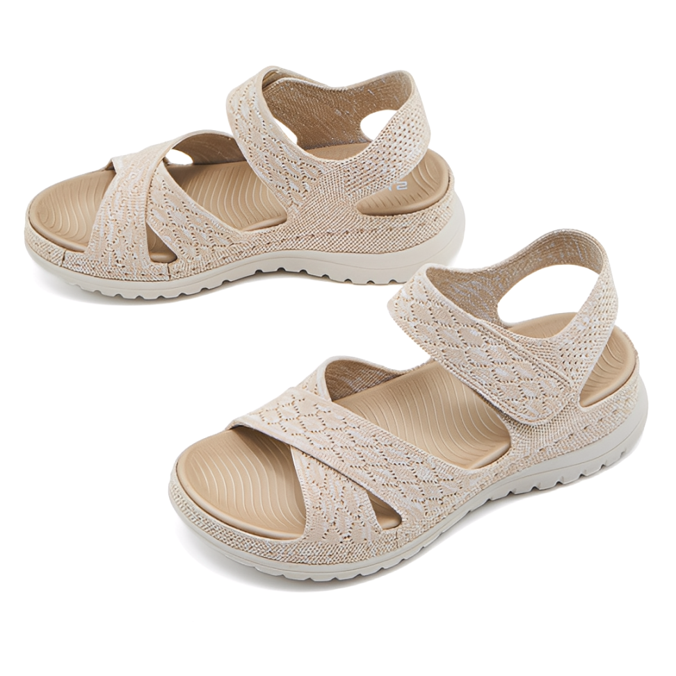 SooFeet Women Orthopedic Sandals Arch-support Comfortable Canvas Diamond-Knit Design