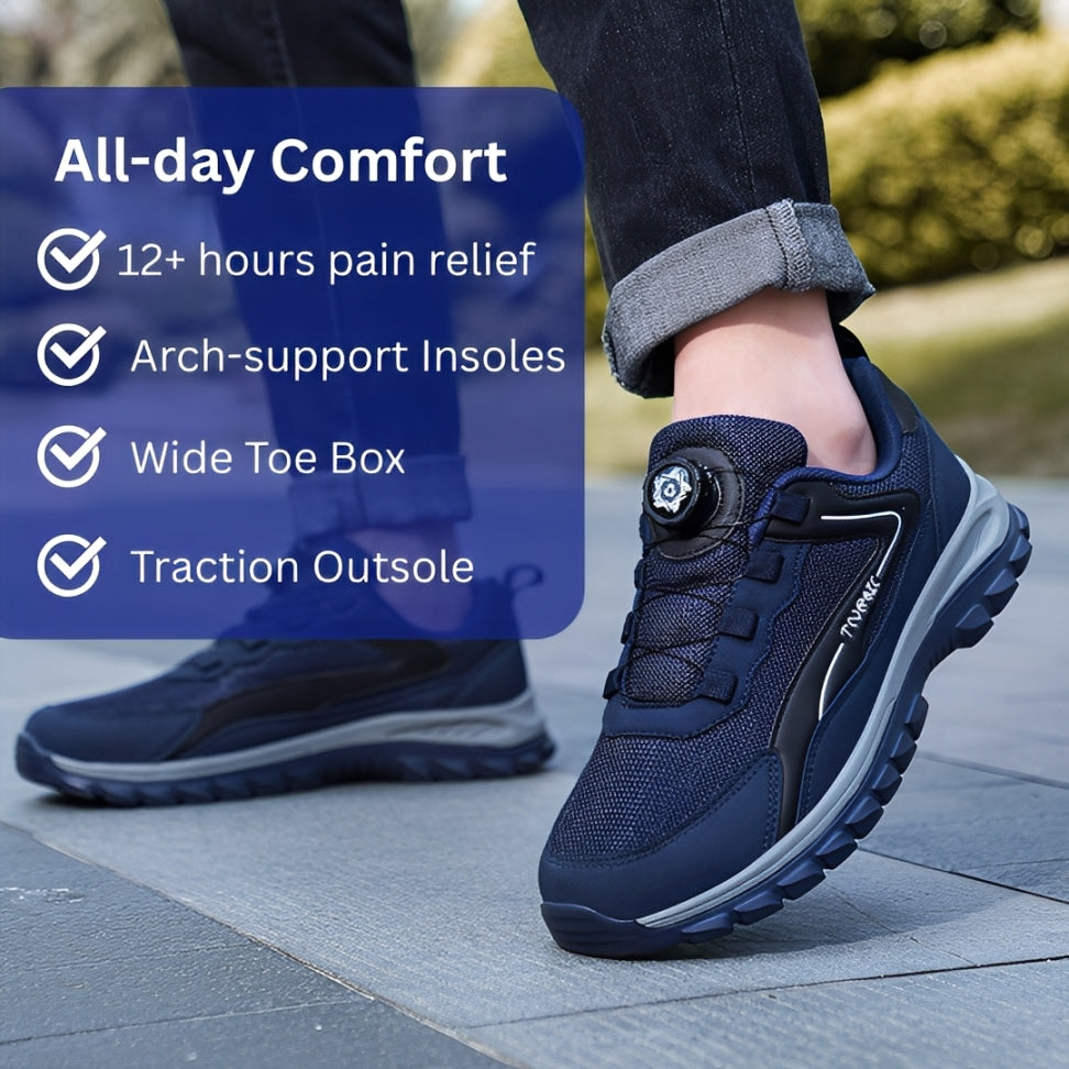 SooFeet Men Orthopedic Shoes Breathable Arch-support Mesh Rotating Button Casual Traction