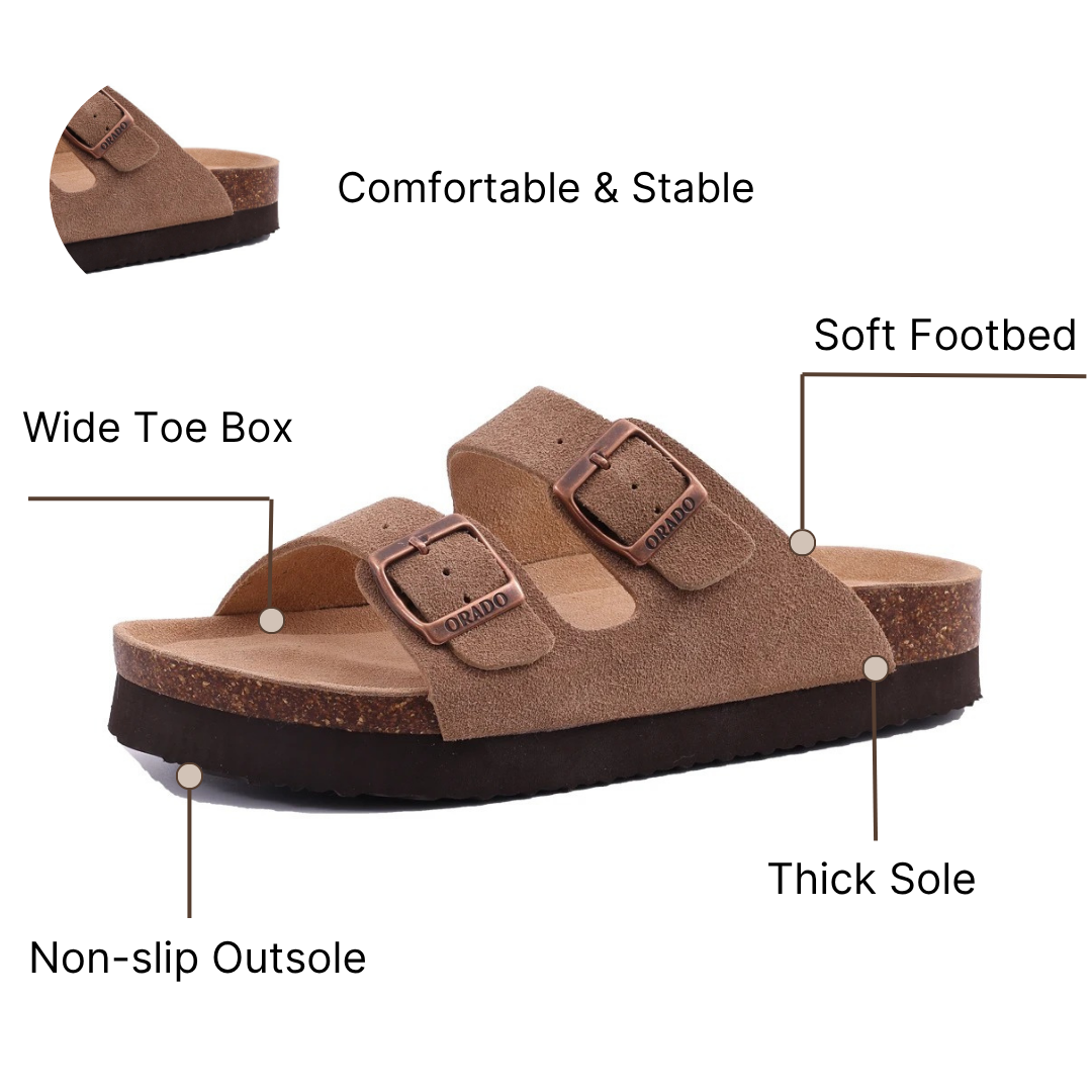 Soofeet Orthopedic Leather Sandals for Women Arch Support Comfortable Clogs