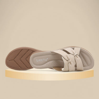 SooFeet Women Orthopedic Sandals Breathable Soft Bowknot Casual Leather Summer