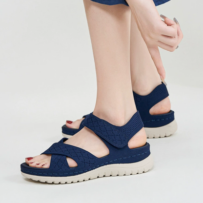 SooFeet Women Orthopedic Sandals Arch-support Comfortable Canvas Diamond-Knit Design