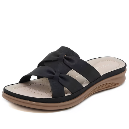SooFeet Women Orthopedic Sandals Breathable Soft Bowknot Casual Leather Summer
