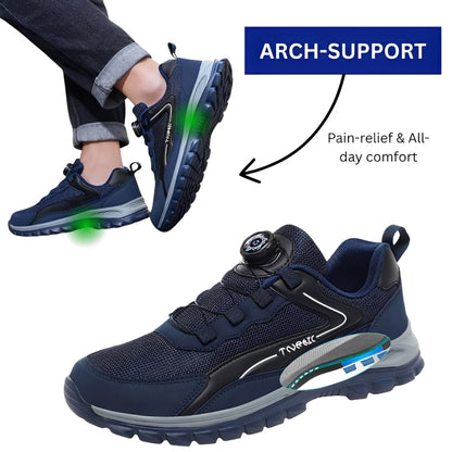 SooFeet Men Orthopedic Shoes Breathable Arch-support Mesh Rotating Button Casual Traction