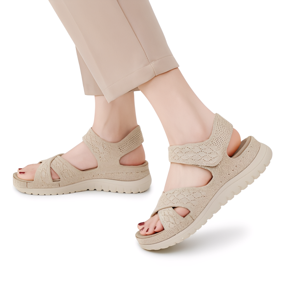 SooFeet Women Orthopedic Sandals Arch-support Comfortable Canvas Diamond-Knit Design