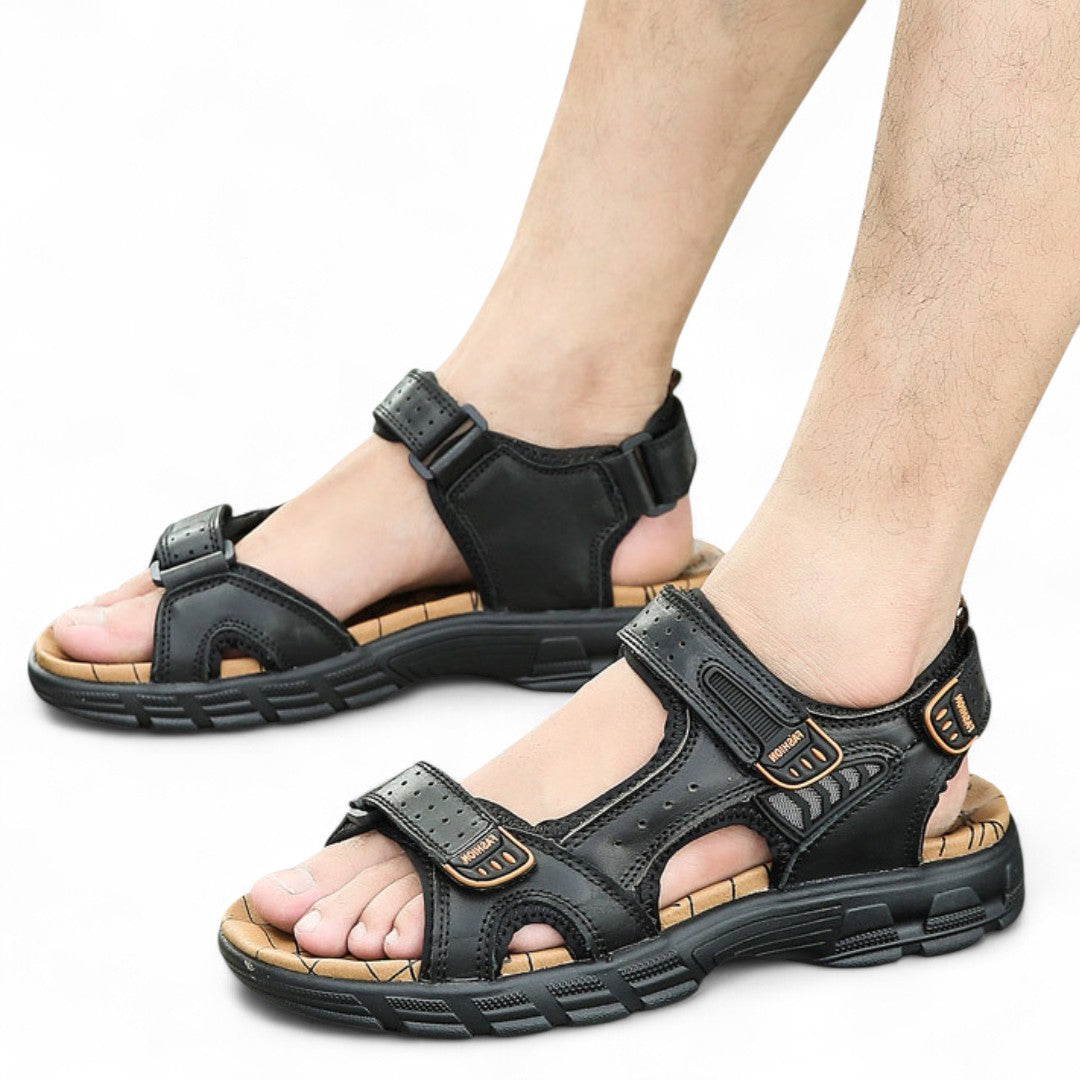 SooFeet Men Orthopedic Sandals Arch-support Leather Casual Velcro Summer