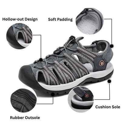 SooFeet Women Orthopedic Sandals Comfortable Arch-support Leather Mesh Gladiator Summer Walking
