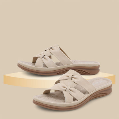 SooFeet Women Orthopedic Sandals Breathable Soft Bowknot Casual Leather Summer