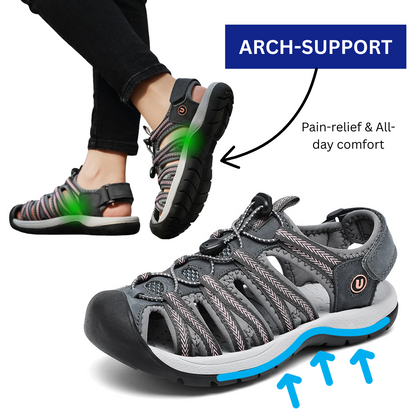 SooFeet Women Orthopedic Sandals Comfortable Arch-support Leather Mesh Gladiator Summer Walking