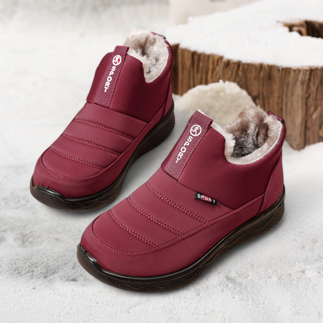 SOOFEET Women Orthopedic Fur Lined Waterproof Warm Winter Easy Slip-on Design Boots