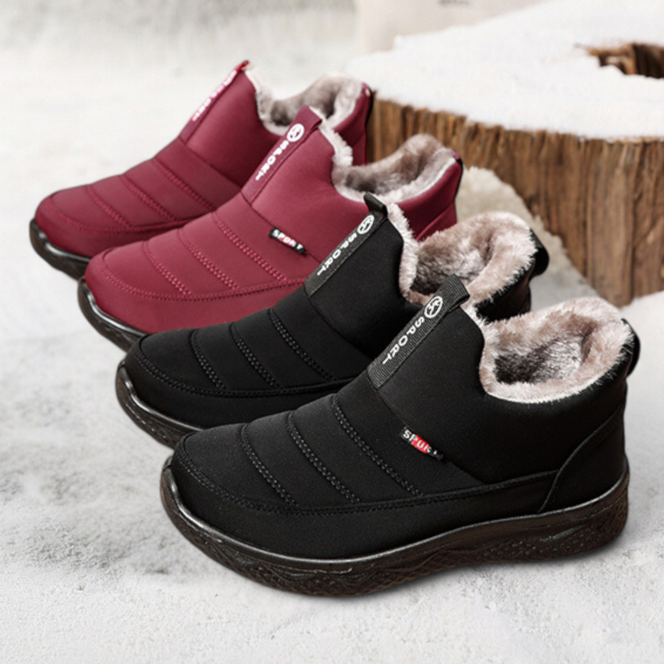 SOOFEET Women Orthopedic Fur Lined Waterproof Warm Winter Easy Slip-on Design Boots