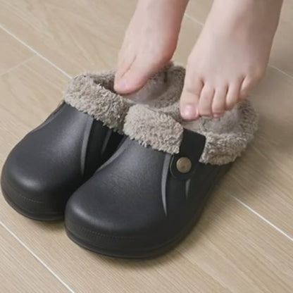 Soofeet New Women Winter Clogs Waterproof Soft Fur Slippers