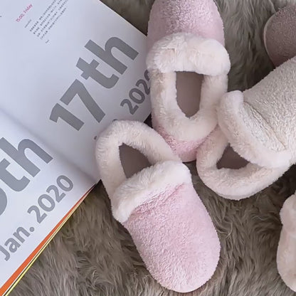 SooFeet Women Winter Slippers Thickened Fur Warm Non-slip Indoor Walking