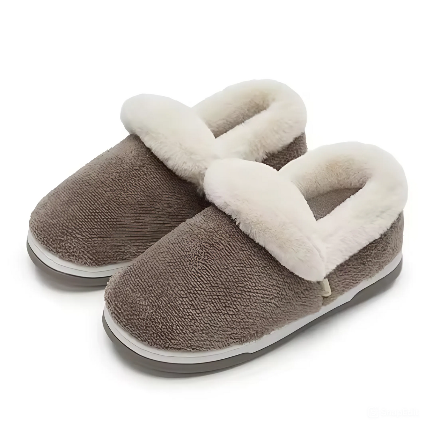 SooFeet Women Winter Slippers Thickened Fur Warm Non-slip Indoor Walking