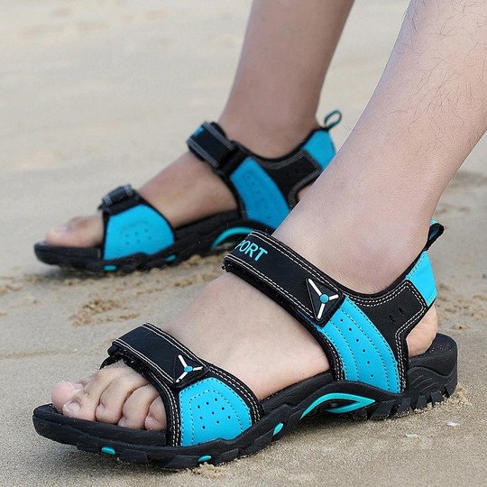 SOOFEET Men Orthopedic Sandals Velcro Summer Footwear - Blue Black ...