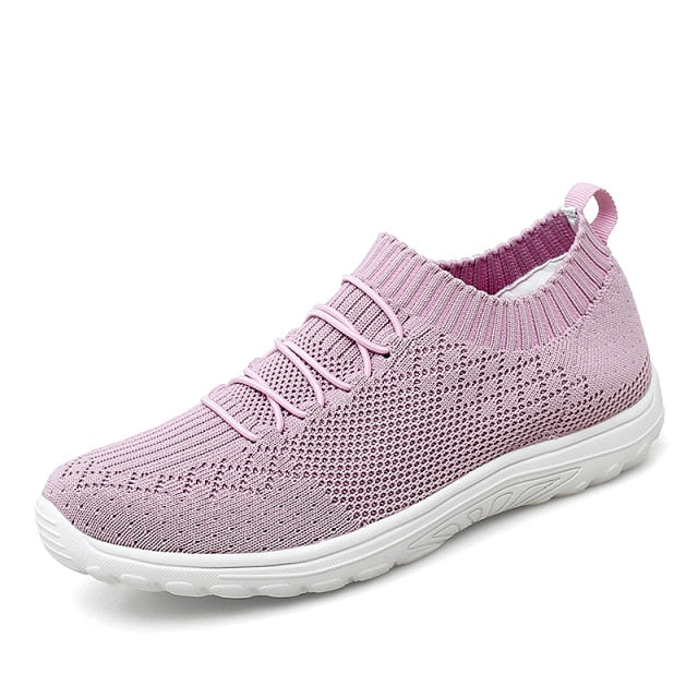 SOOFEET Women Orthopedic Slip-on Flat Soft Sole Mesh Breathable Sport Walking Shoes