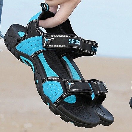 SOOFEET Men Orthopedic Sandals Velcro Summer Footwear - Blue Black ...